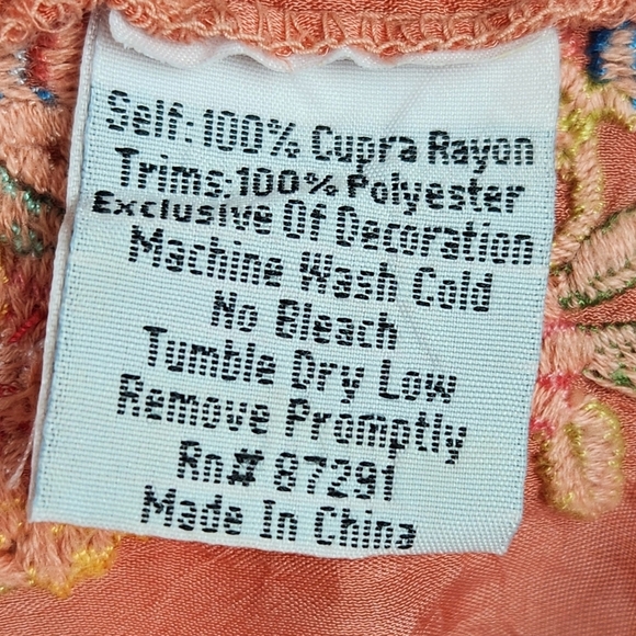 Johnny Was Coral Embroidered Boho Peasant Floral Blouse Women's Size XS - Picture 11 of 11